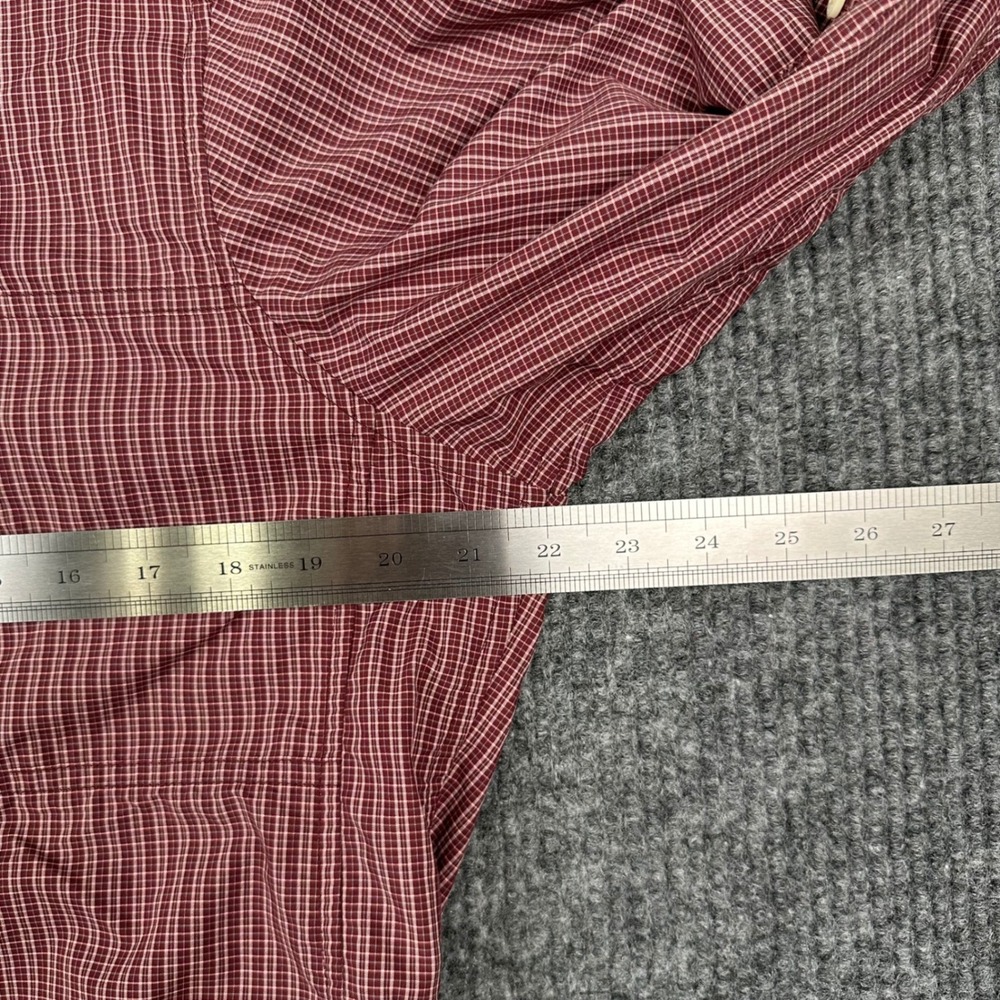 ExOfficio Shirt Womens L Maroon Plaid Button Down Hiking Shirt Roll Tab Sleeve - Picture 9 of 12